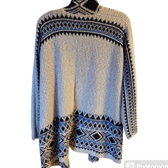 Lucky Brand Aztec boho tribal print open front cardigan, sz LG/XL *pockets! - Picture 6 of 8